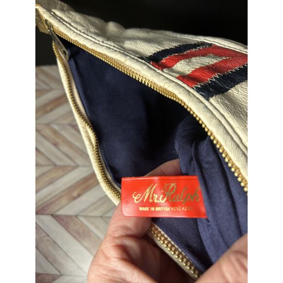 Ralfeaux Leather Purse Mr. Ralph British Hong Kong Cream Navy Red Crossbody Bag - Picture 10 of 12